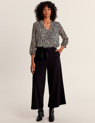T-shirt manches 3/4 noir femme