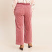 Pantalon large velours c&ocirc;tel&eacute; rose framboise femme