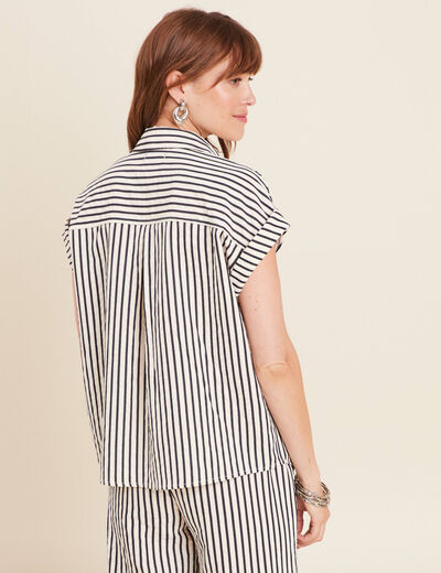 Chemise ample manches courtes bleu foncé femme