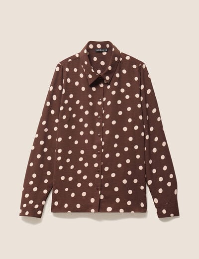 Chemise fluide manches longues marron femme