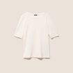T-shirt ajust&eacute; col rond manches coudes ecru femme