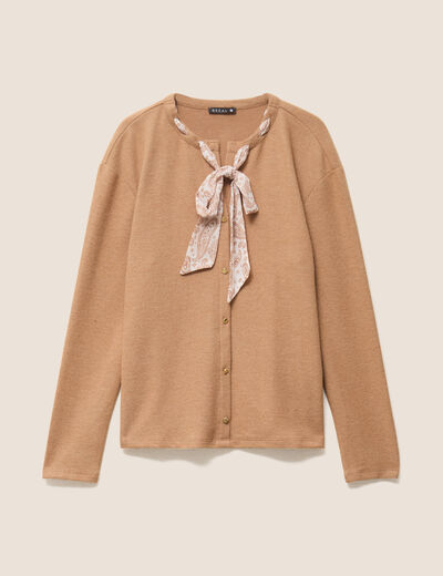 Cardigan manches longues beige femme