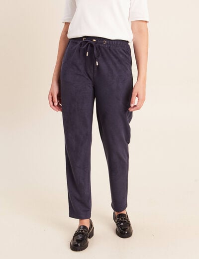 Jogging aspect daim bleu fonc&eacute; femme