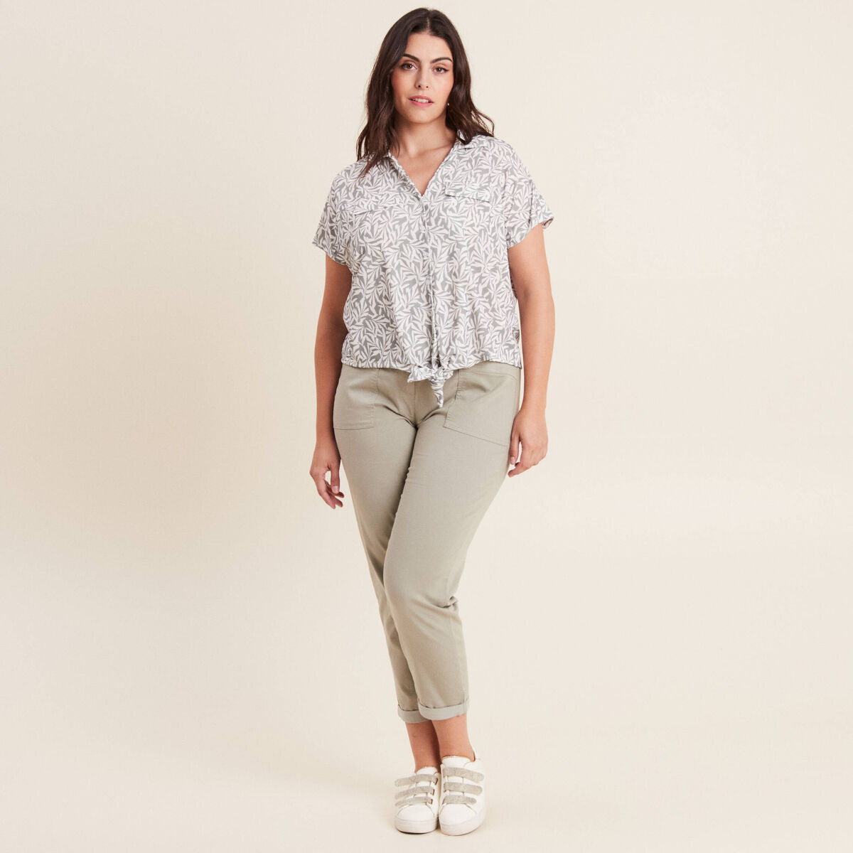 T-shirt manches courtes vert kaki femme