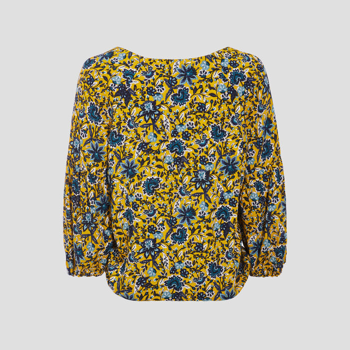 Blouse manches 3/4 jaune moutarde femme