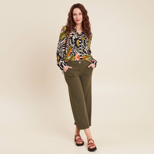 pantalon large pinces vert kaki femme Pantalon large pinces vert kaki femme