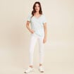 T-shirt manches courtes col en V bleu turquoise femme