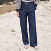 Pantalon large taille haute denim stone femme