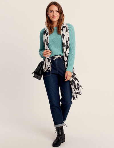 Jean large à coulisse denim brut femme
