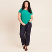 T-shirt bi-mati&egrave;re manches courtes vert menthe femme