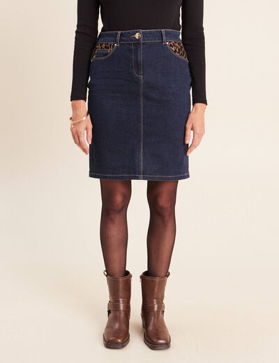 Jupe droite courte denim brut femme