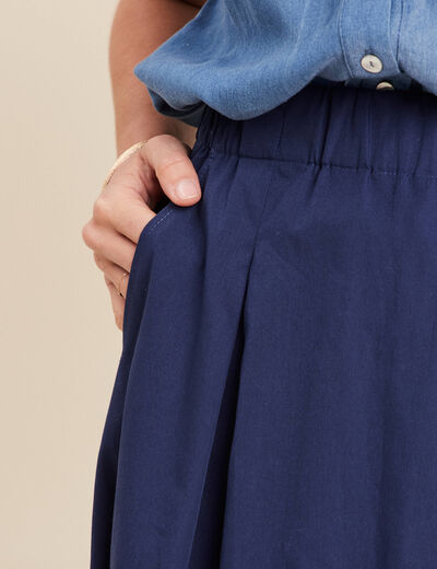 Jupe longue évasée bleu foncé femme
