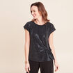 T-shirt cintr&eacute; &agrave; sequins col rond bleu marine femme