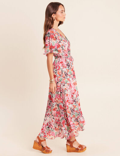 Robe longue portefeuille multicolore femme