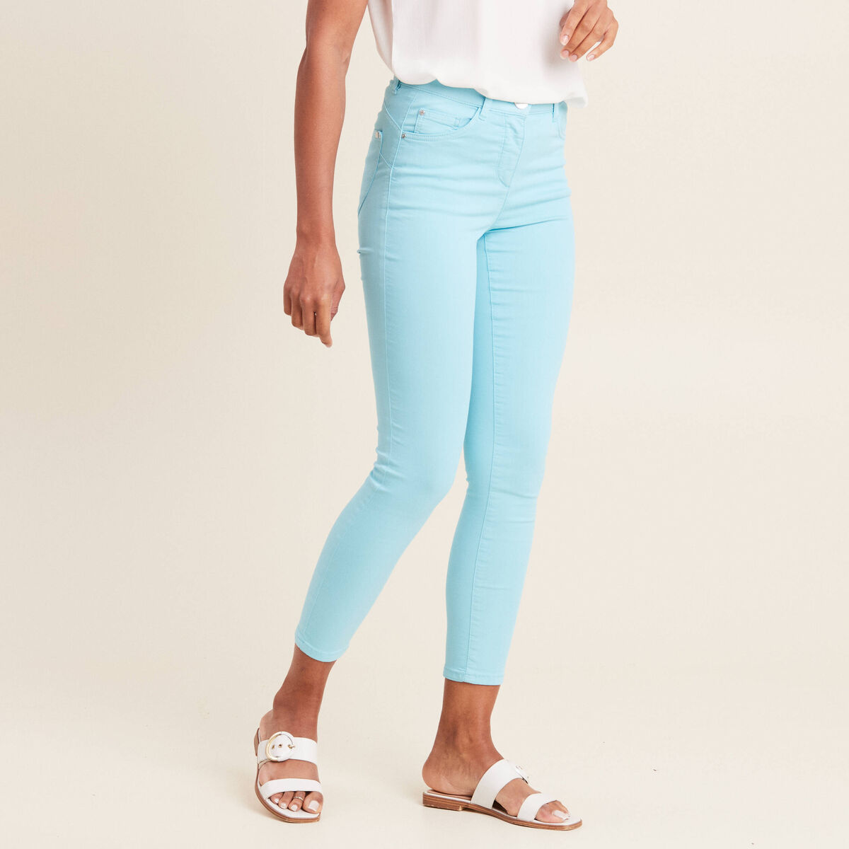 Pantalon léger taille standard 7/8ème bleu femme