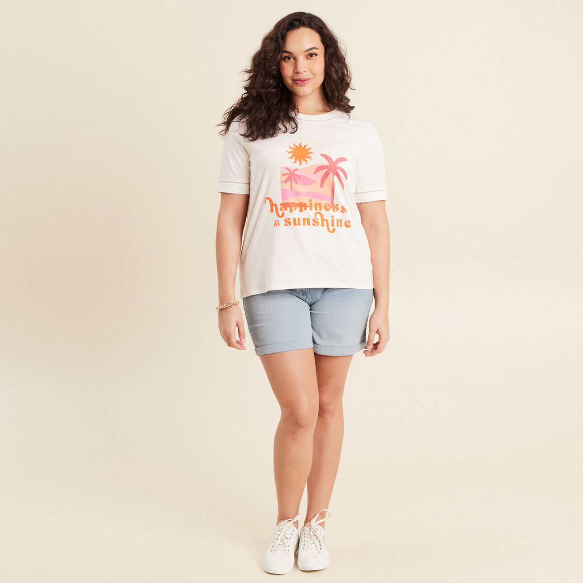 T-shirt manches courtes ecru femme