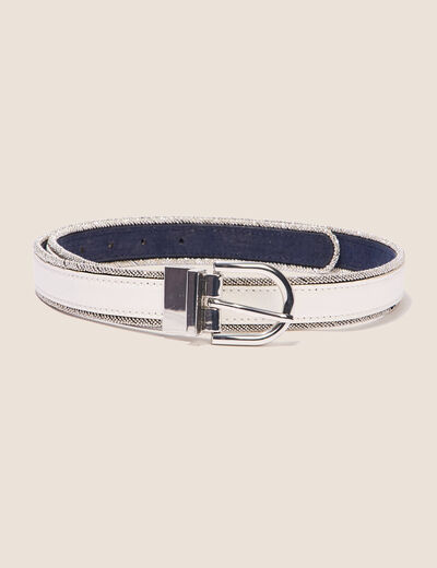Ceinture réversible à perles ecru femme