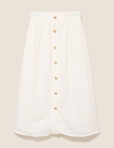 Jupe pliss&eacute;e taille haute doubl&eacute;e ecru femme