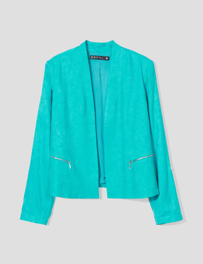Veste droite fluide vert femme