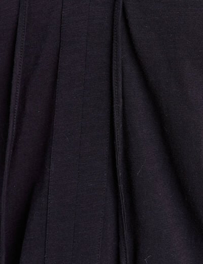 T-shirt col tunisien noir femme