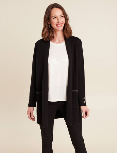Gilet col ch&acirc;le noir femme