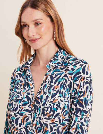 Chemise manches longues bleu canard femme
