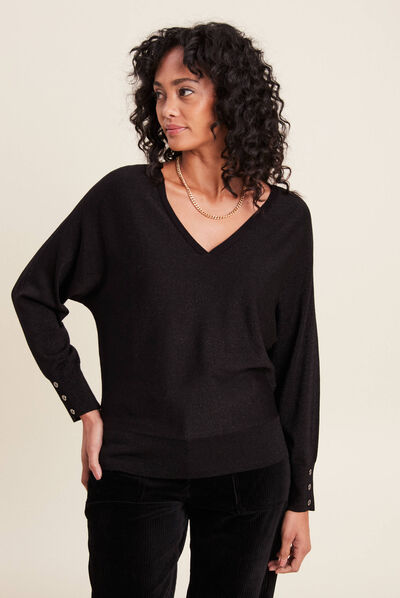 Pull manches longues noir femme