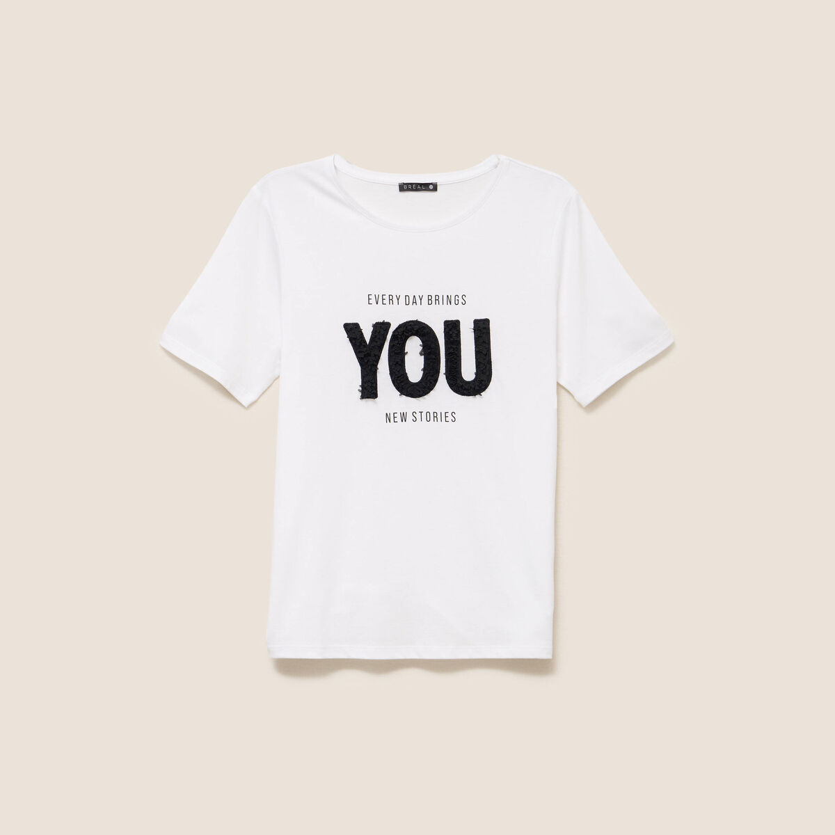 T-shirt col rond blanc femme