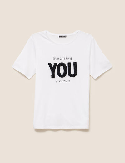 T-shirt col rond blanc femme