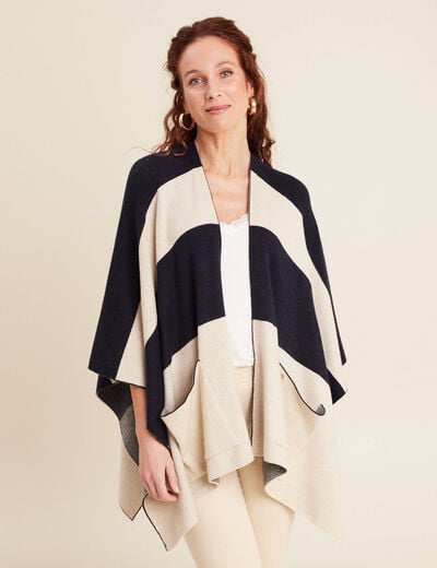 Poncho avec poches bleu foncé femme