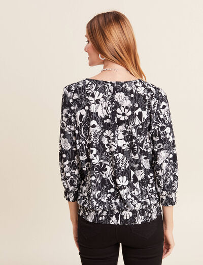 Blouse manches 3/4 noir femme