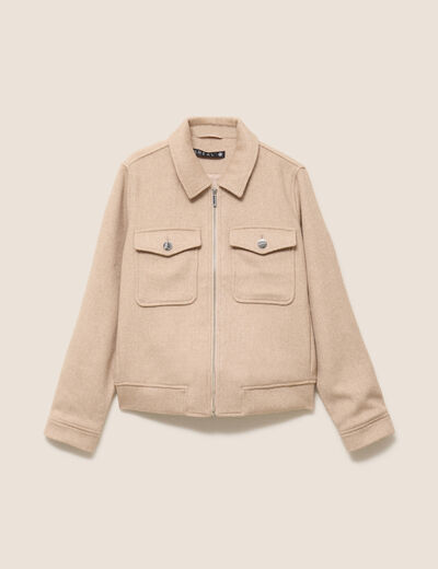 Veste manches longues doubl&eacute;e creme femme