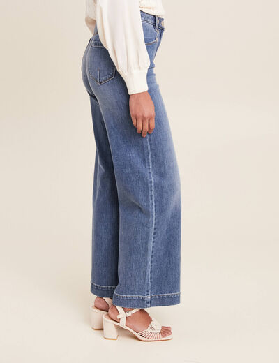 Jean large à pont denim stone femme