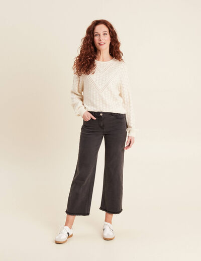 Pull manches longues ajouré sable femme