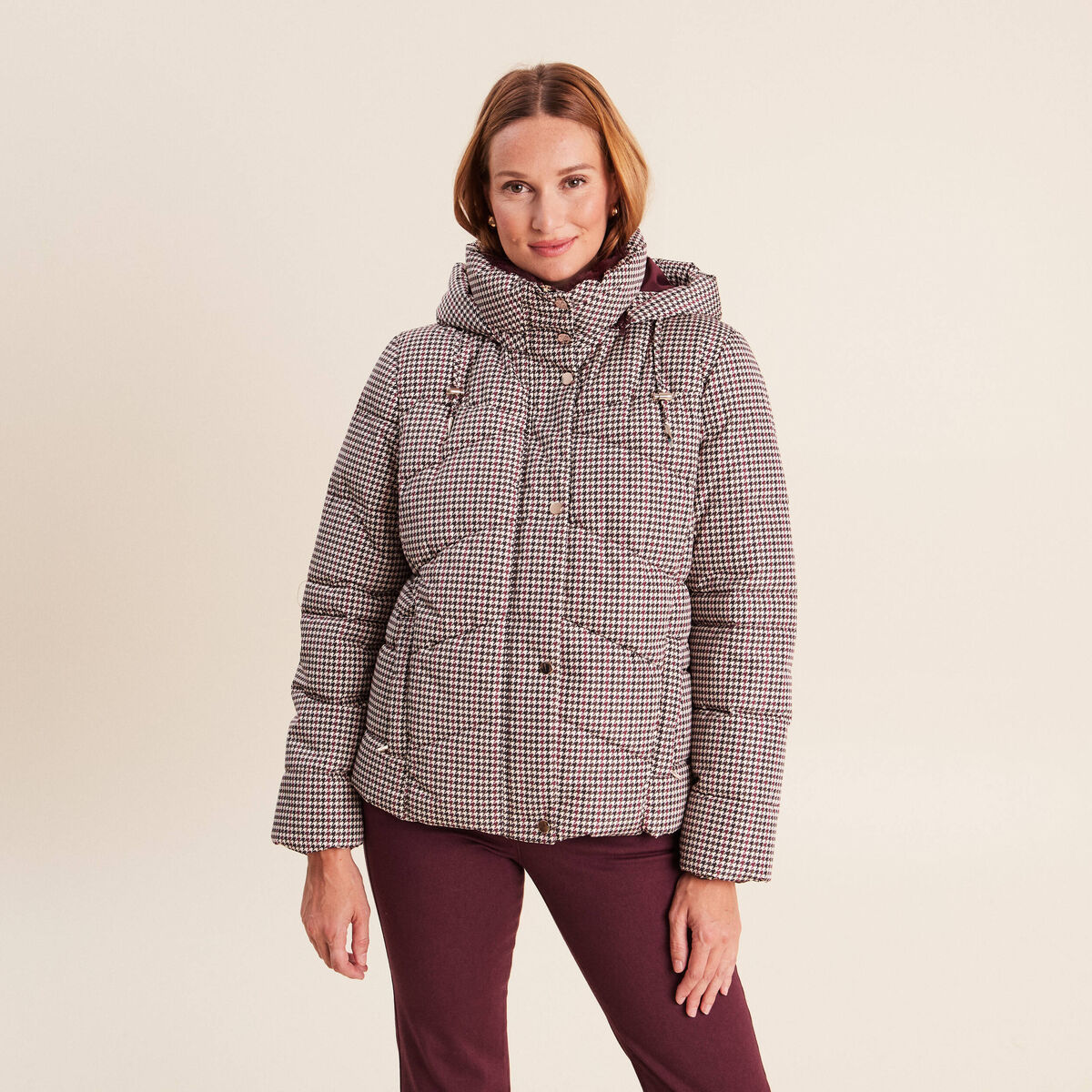 Doudoune capuche manches longues multicolore femme