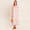 Robe longue &eacute;vas&eacute;e sans manches doubl&eacute;e multicolore femme