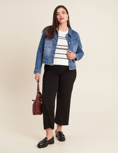 Pantalon large pinces noir femme