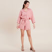 Short ajust&eacute; ceintur&eacute; vieux rose femme