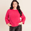 Pull droit col rond manches 3/4 rose femme