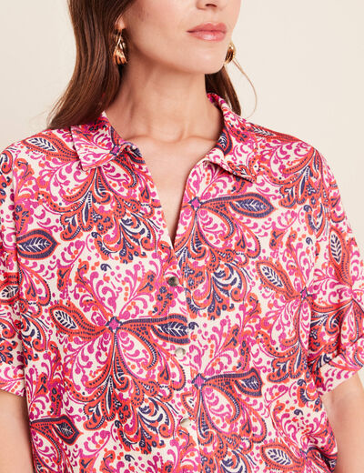 Chemisette manches courtes rose corail femme