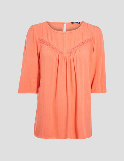 Blouse manches 3/4 orange clair femme