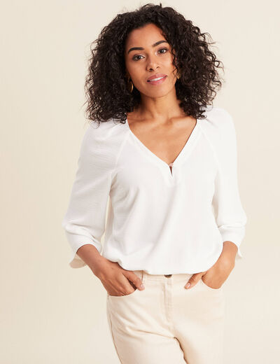 Blouse manches 3/4 ecru femme