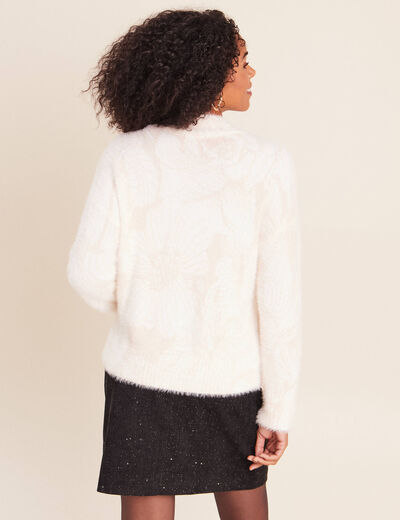Pull col montant doux beige femme