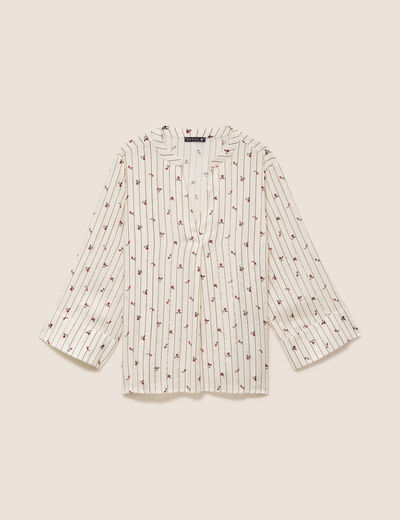 Blouse fluide col v manches longues bordeaux femme