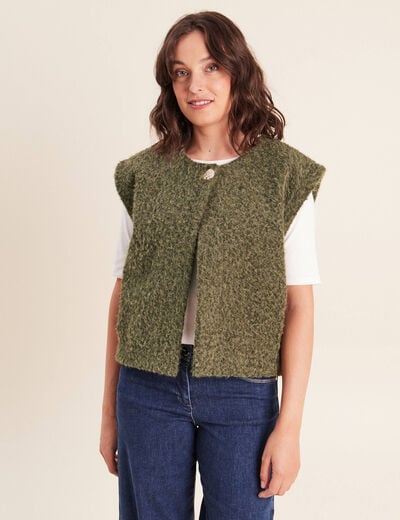 Gilet ample sans manches vert kaki femme