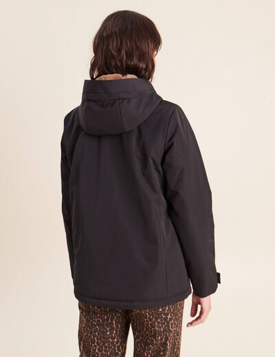 Parka doubl&eacute;e avec capuche noir femme