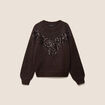 Pull col rond &agrave; sequins marron fonc&eacute; femme