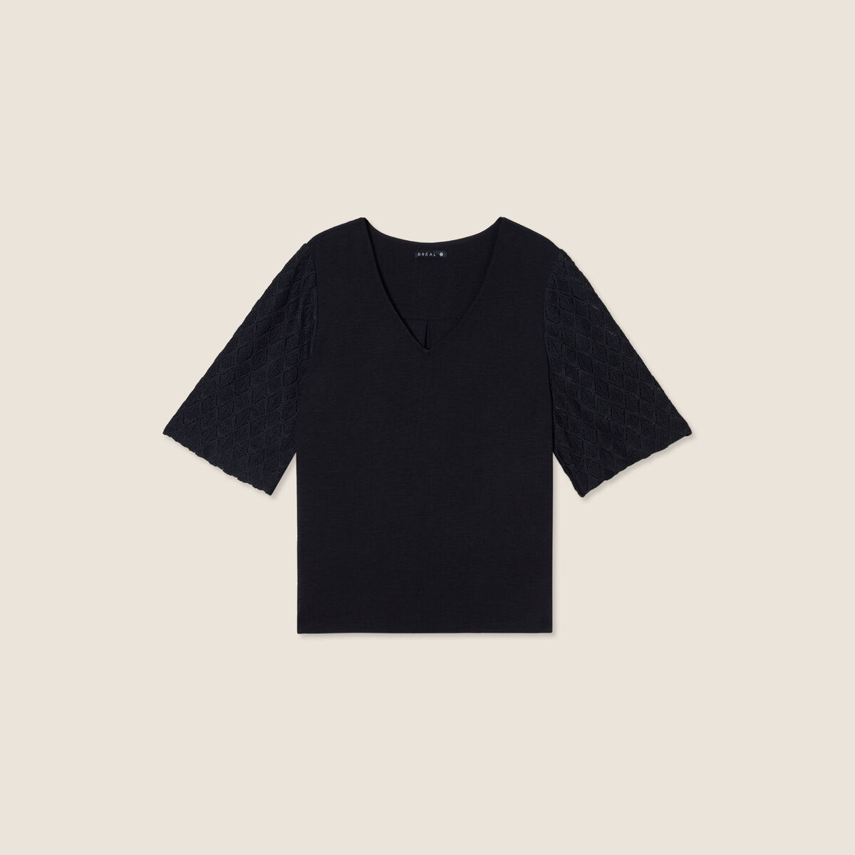 Blouse manches 3/4 noir femme