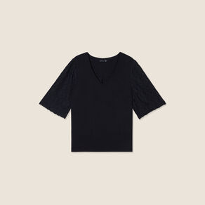 Blouse manches 3/4 noir femme