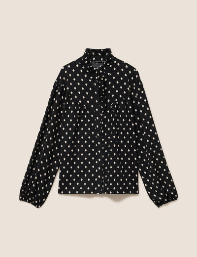 Blouse droite manches longues noir femme